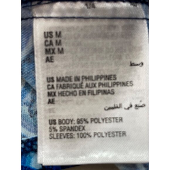 JM Collection Size M Blouse Boho Paradise Blue Print Button-Front Blouse - Picture 7 of 10